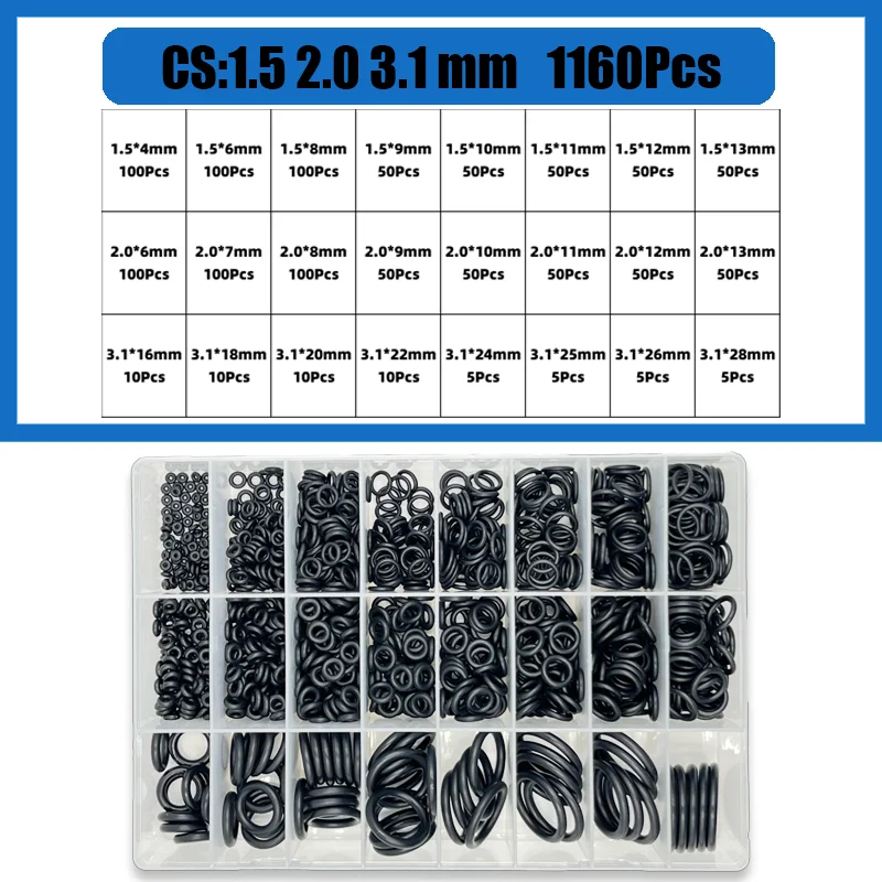 Insgesamt 3200 O-Ring CS1,0–3,1 mm Dichtungsscheibe, schwarzer NBR-O-Ring, Kfz-Reparatur, Sanitärdichtungen, ölbeständig, hohe Temperatur – Detail 13