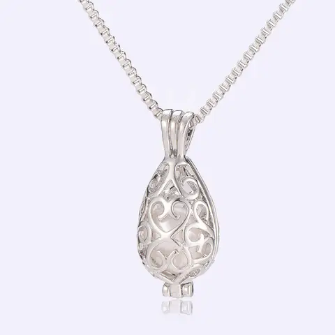 Sterling Silver oysters Pendant Necklace Akoya Heart Pearl Necklace