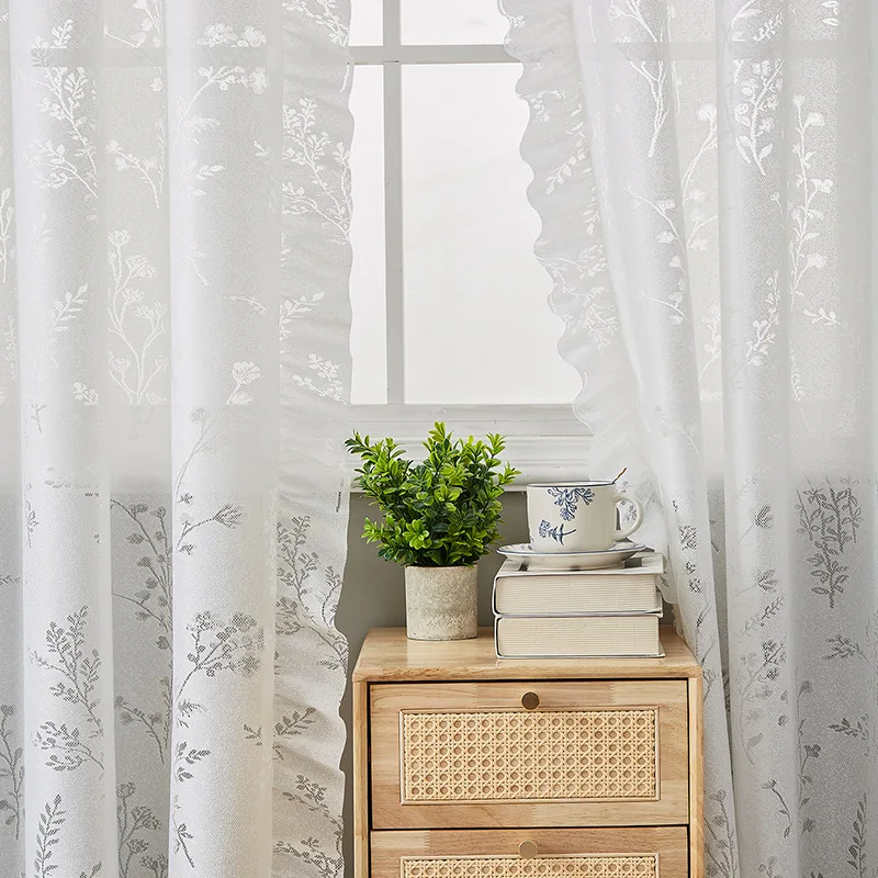 American Style Printed Semi-Blackout Curtain, Polyester Window Drape for Bedroom, Ready Made No-Drill Installation Home Decor