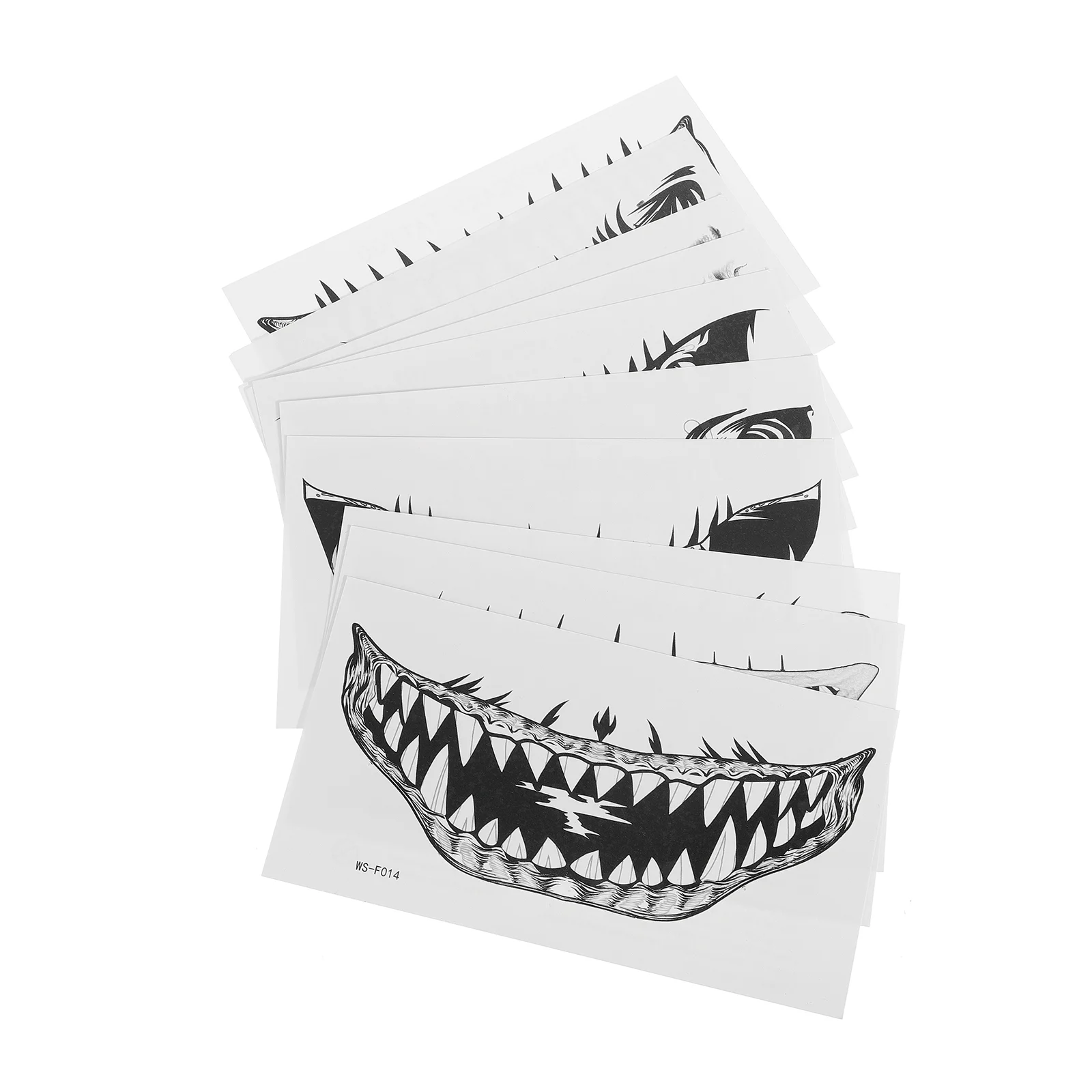 10 Sheets Halloween Tattoo Stickers Face Accessory Tattoos Temporary Grim Teeth Decals