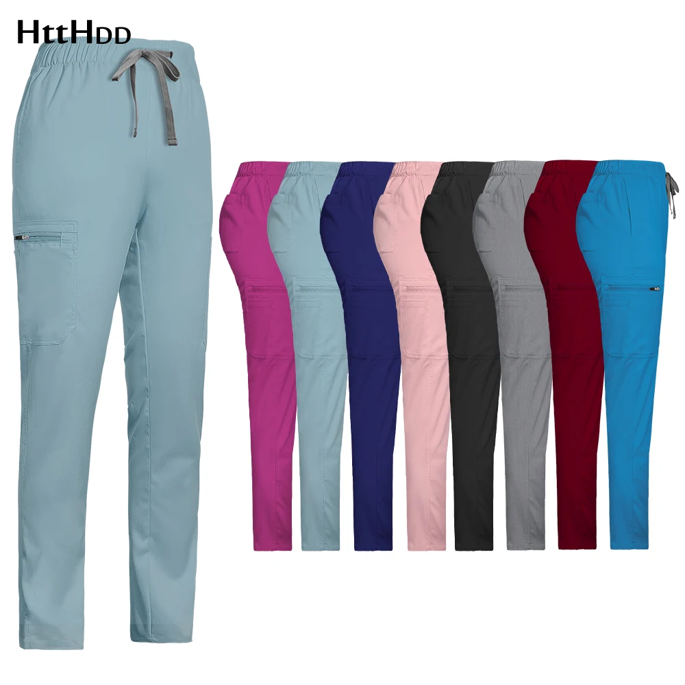 Brand New Hoge Kwaliteit Hot Koop Scrubs Broek Elastische Taille Multi Pocket Werk Uniform Zomer Broek Dental Clinic Veterinaire Broek