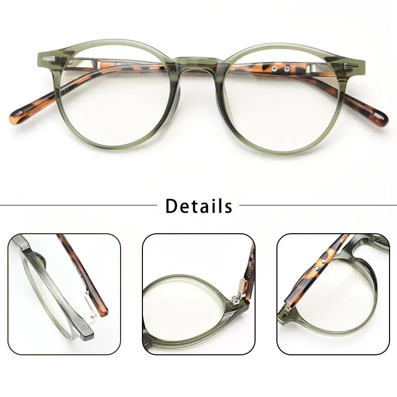 CATERSIDE-Retro Rodada Óculos Quadro para Homens e Mulheres, Personalizado, Inserção Núcleo, Templo Óculos, Daily Business Eyewear, Óptico, Novo