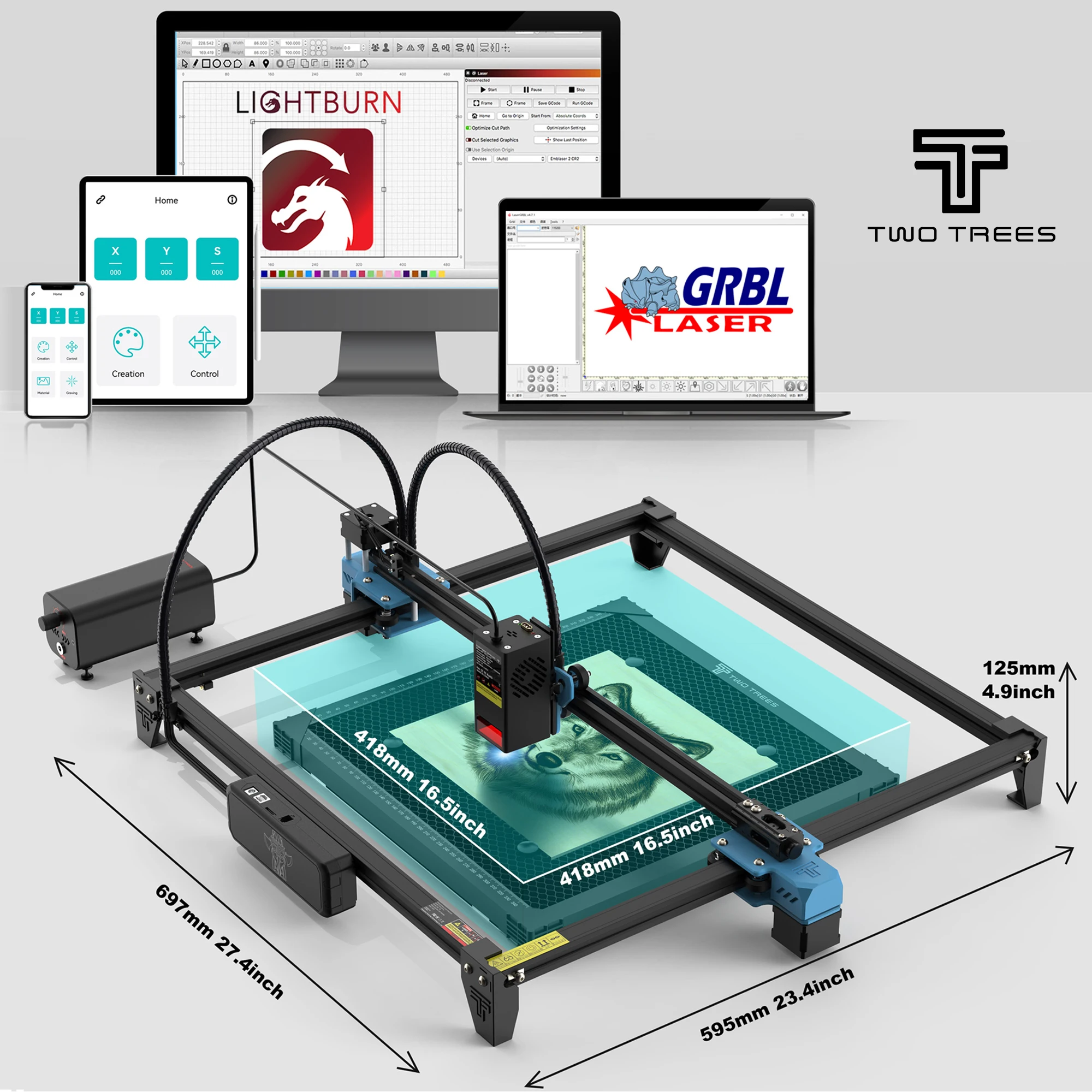 TwoTrees TTS-20 PRO 130W Laser Engraving Machine APP Wifi Control Glass Metal Laser Engraver Wood Leather MDF Cutting Machine