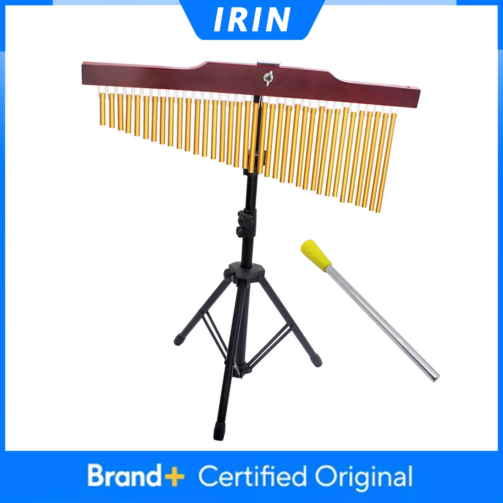 

IRIN 36 Tone Wind Chimes Gold Table Standing Wooden Frame Wind Chime Playing Child Adult Percussion Instrument with Stick