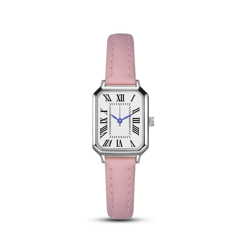 2024 New Foreign Trade Casual Fashion Fresh Art Silver Case Square Strap Roman Women\'s Quartz Watch in Stock
