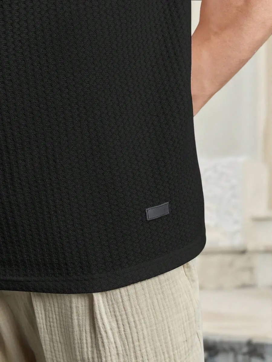 

Men Casual Solid Waffle Knit Sleeveless Tee For Summer