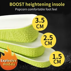 1.5-3.5 cm Height Increase Insoles Memory Foam Shoes Sole Pad Breathable Shock Absorption Comfortable for Men Women Feet Care