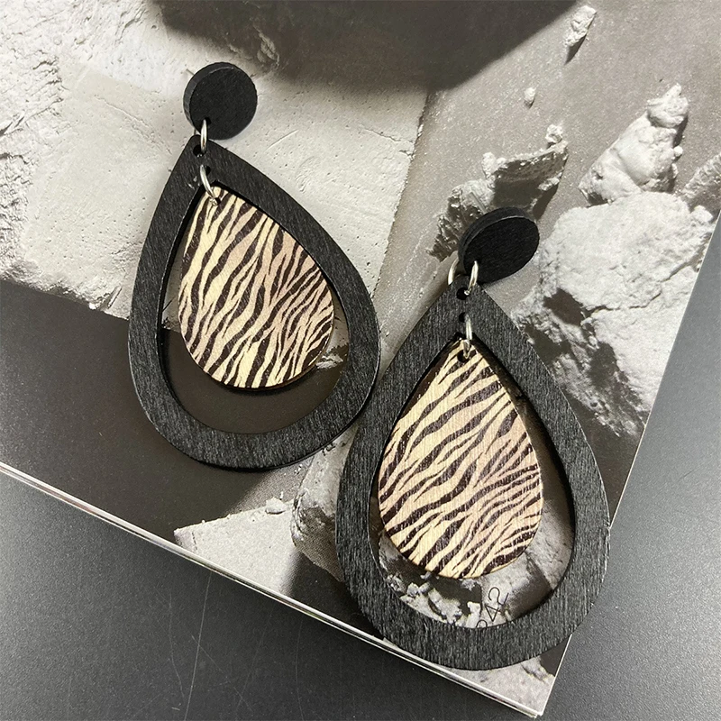 Bohemian Lange Wasser Winkte Muster Holz Ohrringe für Frauen Ethnischen Stil Vintage Elegante Weibliche Schmuck Party Casual Zubehör – Detail 11