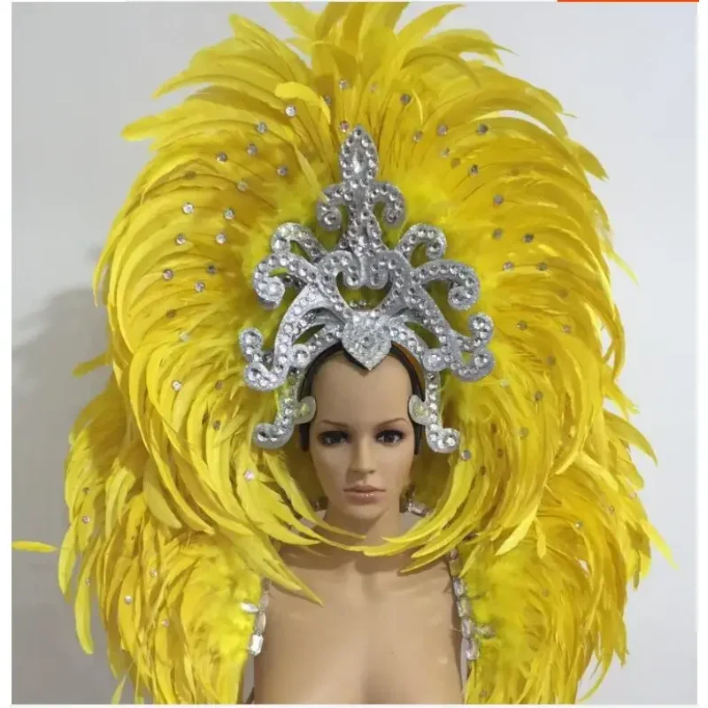 2025 requintado luxo carnaval abertura dança headwear chapéu de penas exagerar revel mostrar palco feminino