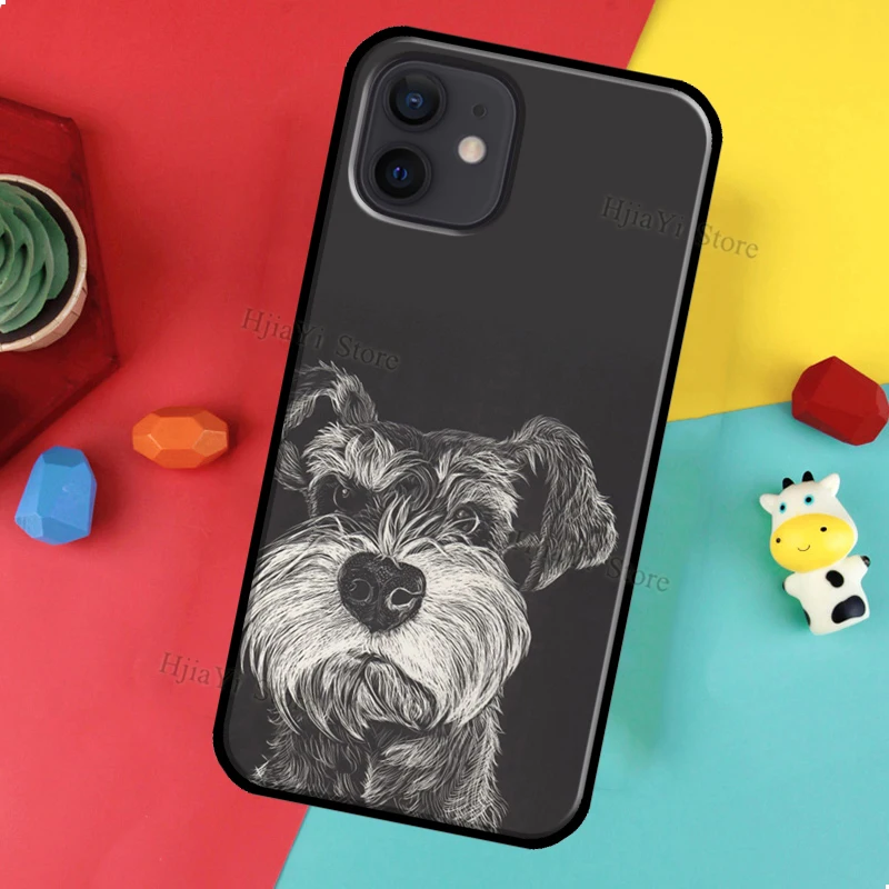 Cartoon Schnauzer Dog Cover For iPhone 16 15 13 Pro Max 12 Mini Plus X XR XS Max 11 14 Pro Max Phone Case