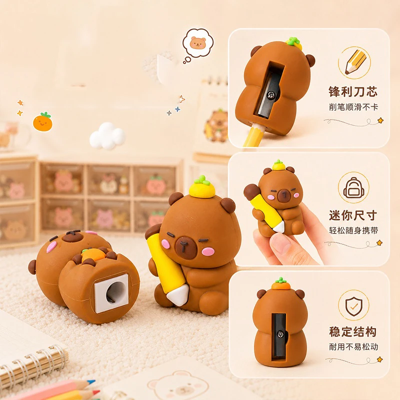 24pcs/lot Creative Capybara Pencil Sharpener Cute Hand Mechanical Cutter Knife Stationery Gift School Supplies