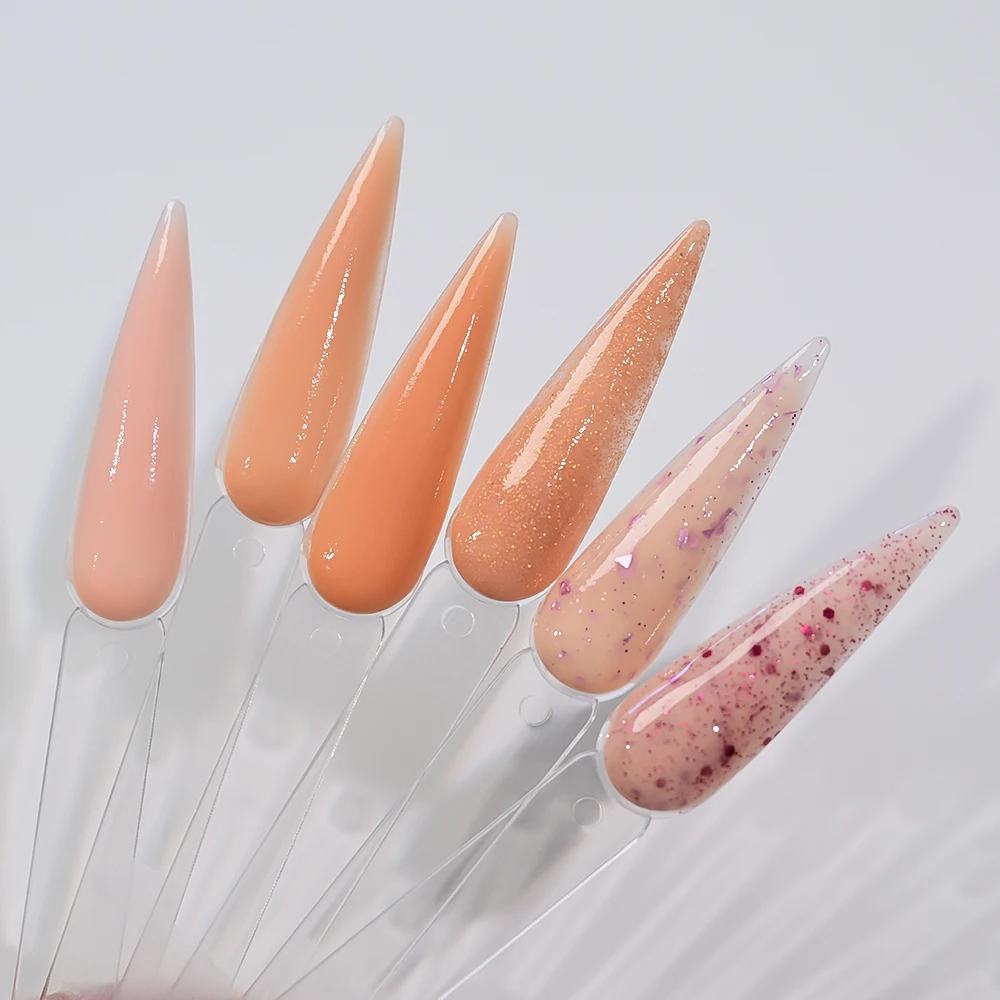 6 ピース/セットヌードピンクアクリルネイルパウダーセット 7 グラム/瓶プロフェッショナル彫刻パウダーフレンチネイルエクステンション彫刻浸漬パウダー *