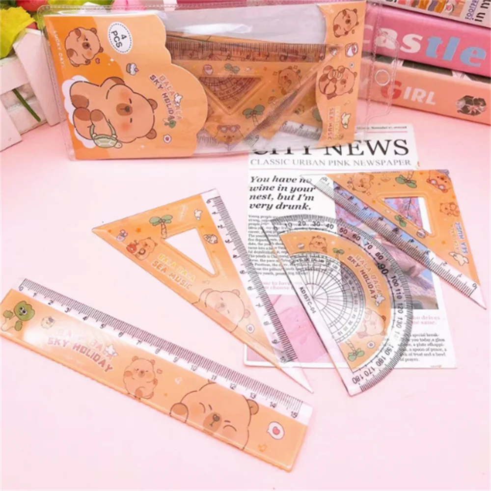 

Triangle Ruler Set Portable Cute Ruler Set Student Stationery Set Minimalist Capybara Rulers For Classroom Math Class Student