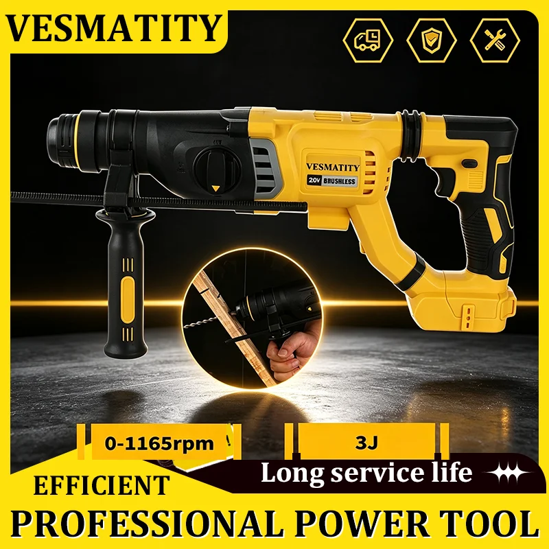 D‑Handle 3‑Mode Cordless SDS Rotary Hammer Drill for Metal Wood Concrete Wall Drilling Hot Sale Power Tool Compatible
