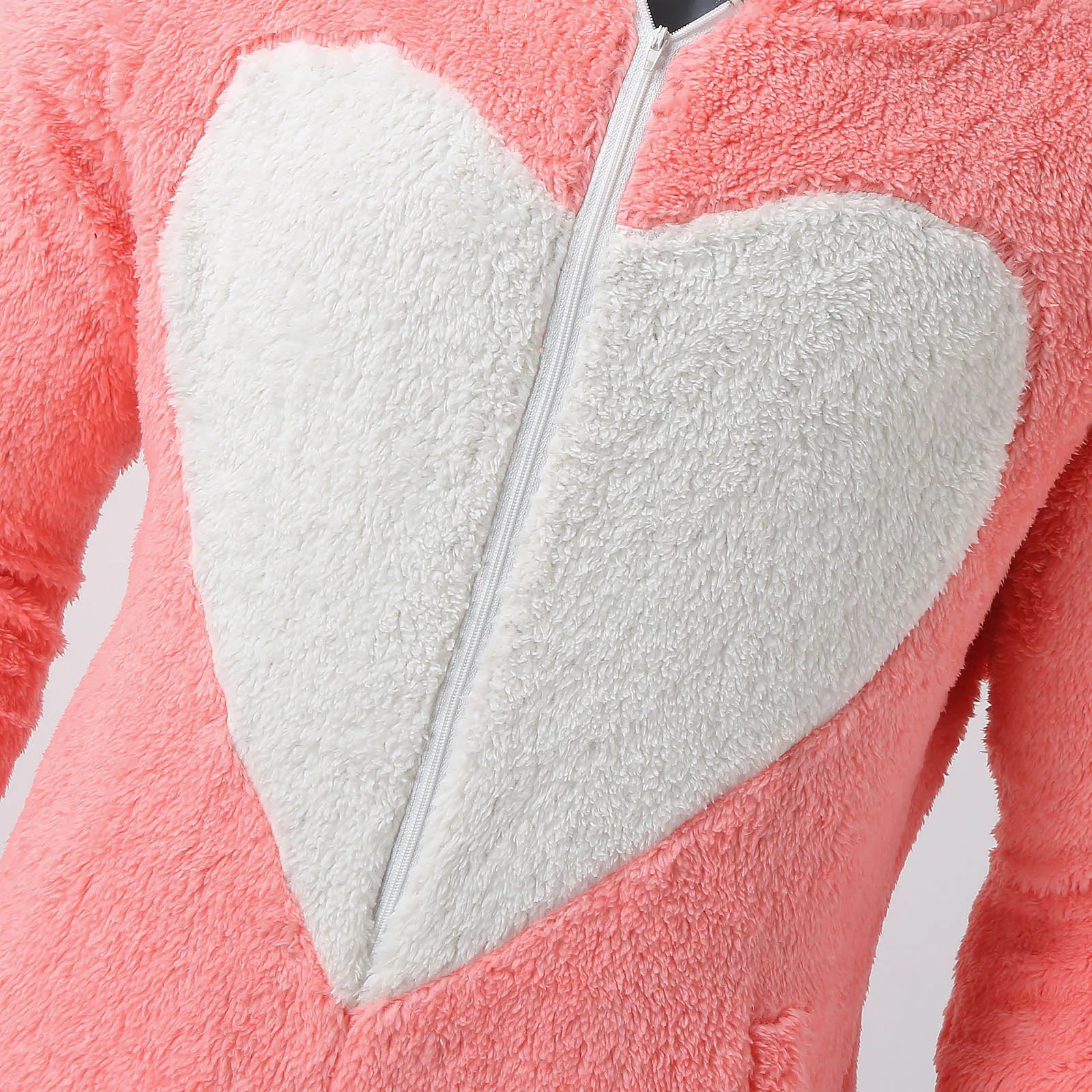 Adults Love Heart Zipper Onesies Winter Women Pajamas Jumpsuit Men Couple Costume Cosplay Flannel Sleepwear Pyjamas Homewear