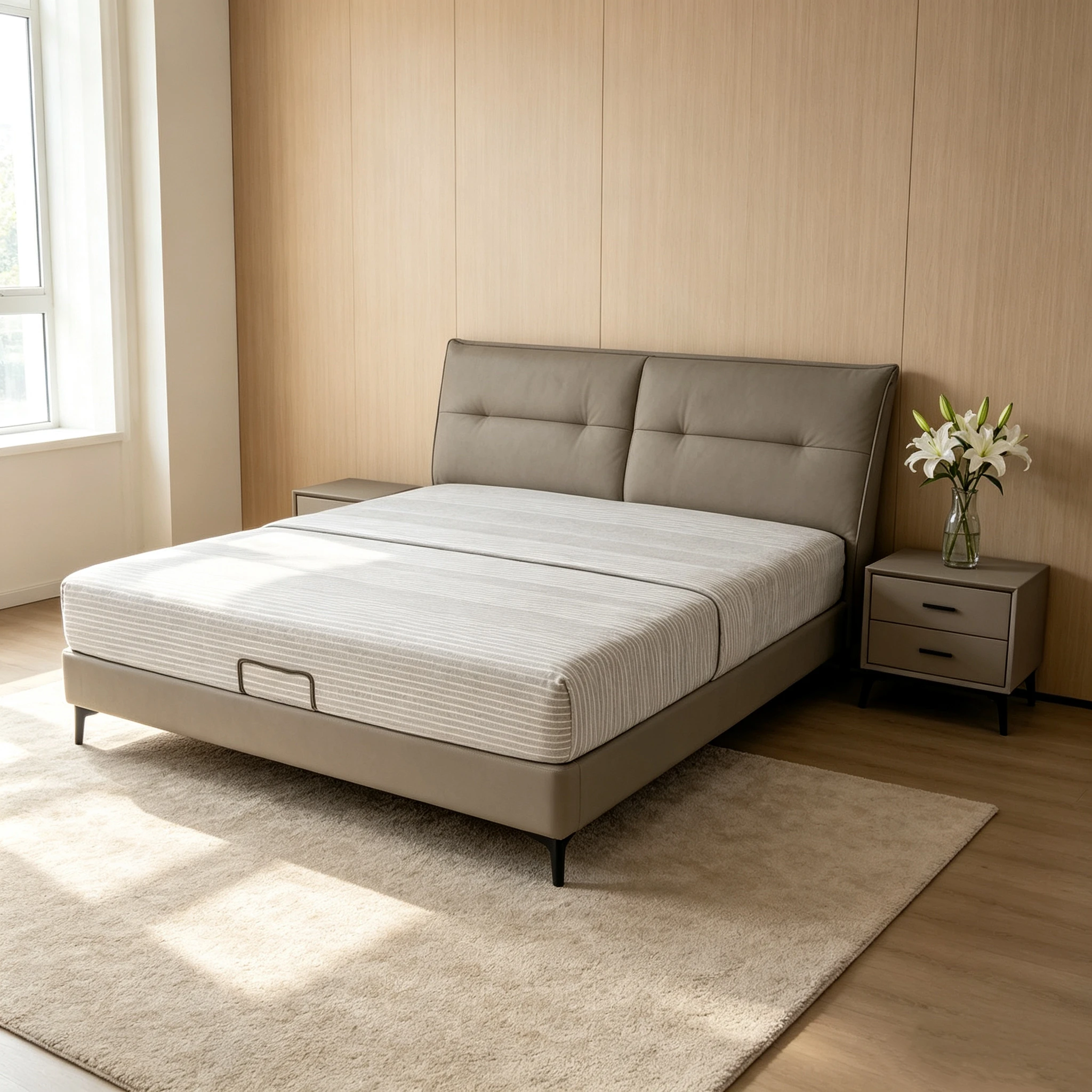 Modern Soft Upholstered Bed With Genuine Leather Eco-Friendly & Durable Design Full Soft Wrapping For Comfortable Sleep