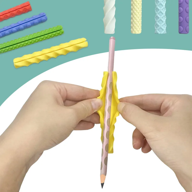 4PCS Kinder Erwachsene Silikon Strukturierte Bleistift Griffe Sensorischen Fidget Roller Spielzeug für ADHS Autismus Stress Reli