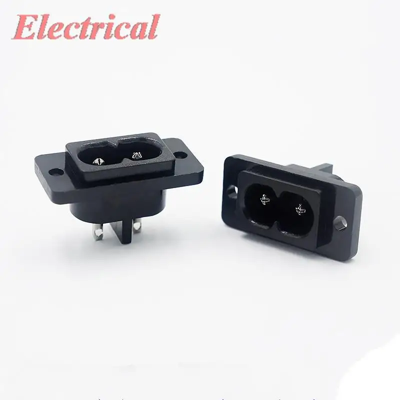 IEC C8 Socket Panel Mount Plug Adapter 2.5V AC 7A 2Pins IEC Inlet Plug Power Socket