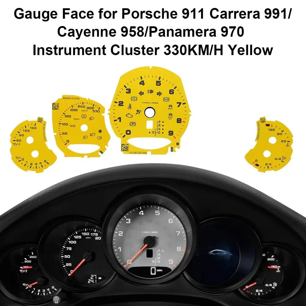 Instrumententafel für Porsche 911 Carrera 991/Cayenne 958/Panamera 970 330KM/H Gelb Weiß – Detail 2