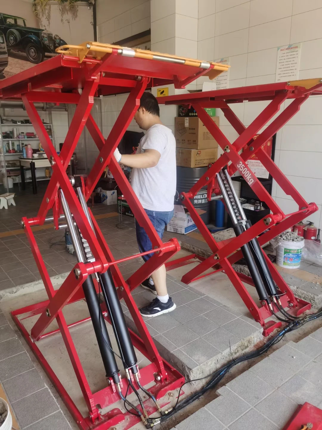 Hot Sale 3.5T Hydraulic Drive Over Scissor Car Lift Surface Mounted Auto Pad Lifter For Tire Repair Garage