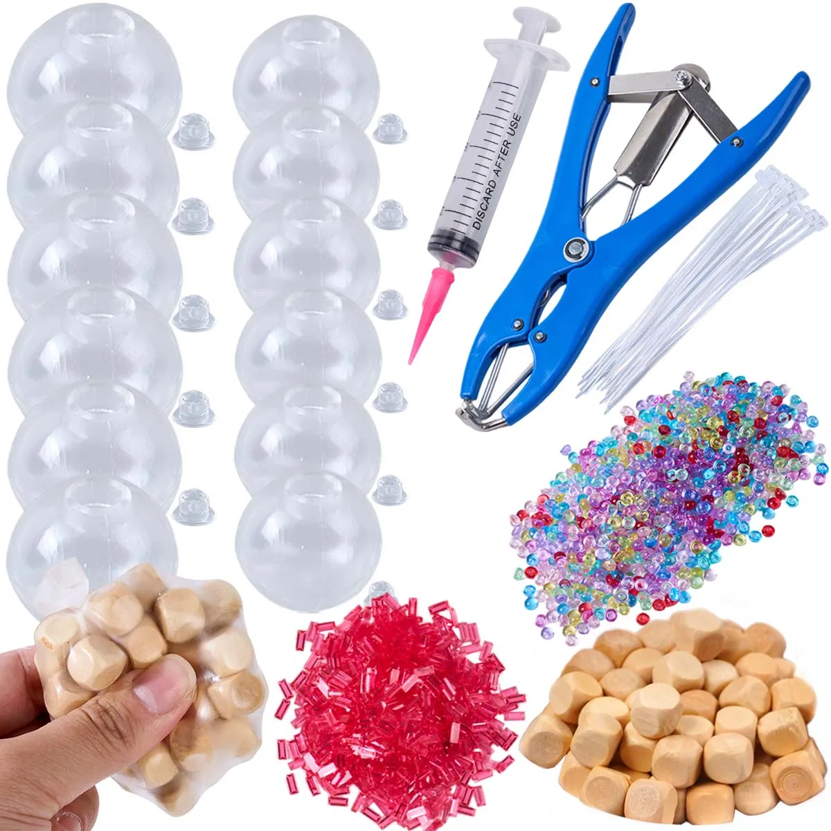 DIY Stress Ball Kit Blank Pressure Ball Skin Kit with Expander Tool Squeeze Toy Stuffing Handmade Stress Relief Craft Accessorie