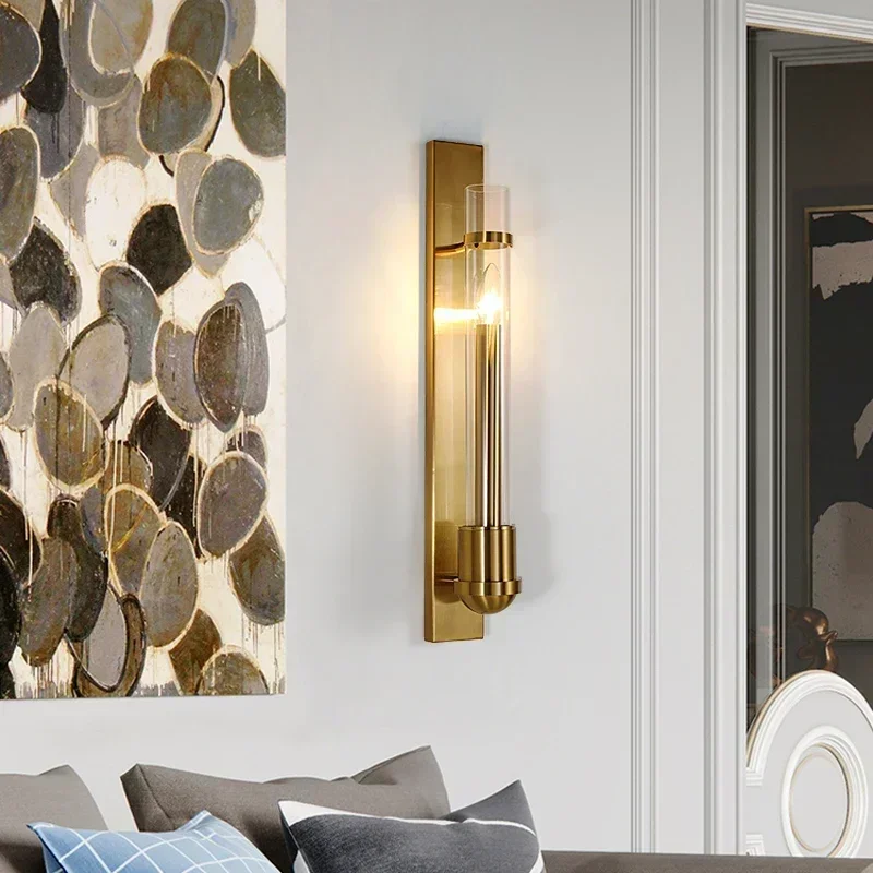 

Modern American Style Wall Lamp Golden Home Atmosphere Living Room TV Background Wall Lamp Bedroom Bedside Aisle Lamp