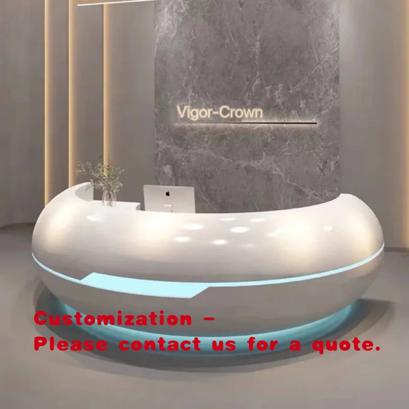 custom.Customized Fiberglass Salon Reception Counter with LED Strip Spa Beauty Bar Lobby Mall Office