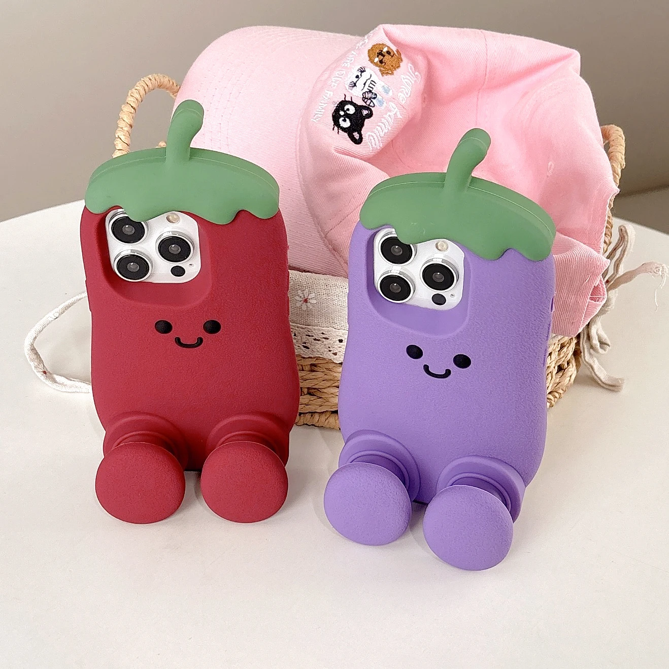 Fun 3D Eggplant Stand Phone Case Suitable for iPhone 16 15 Pro Max 14 13 Pro 12 1 Soft Silicone Cover