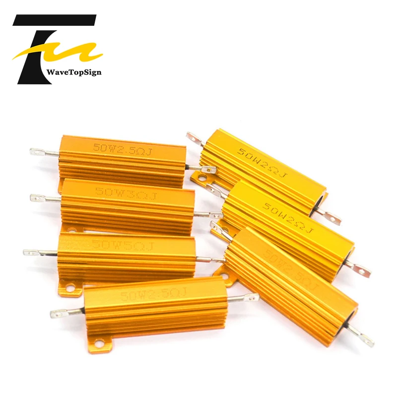 RX24 Gold Aluminum Case Resistor Current Limiting Resistance Precharge Resistance 10W 25W 50W 100W 1R 2R 3R 8R 50R 1K 2K