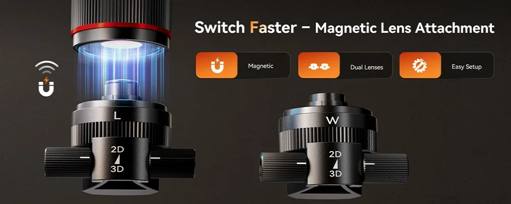 Elikliv EM3K-3D Max 10,1' 3D-Digitalmikroskop mit magnetischer Doppellinse, HDMI 3K, Löt-Mikroskop für Elektronik mit flexiblem Arm – Detail 6