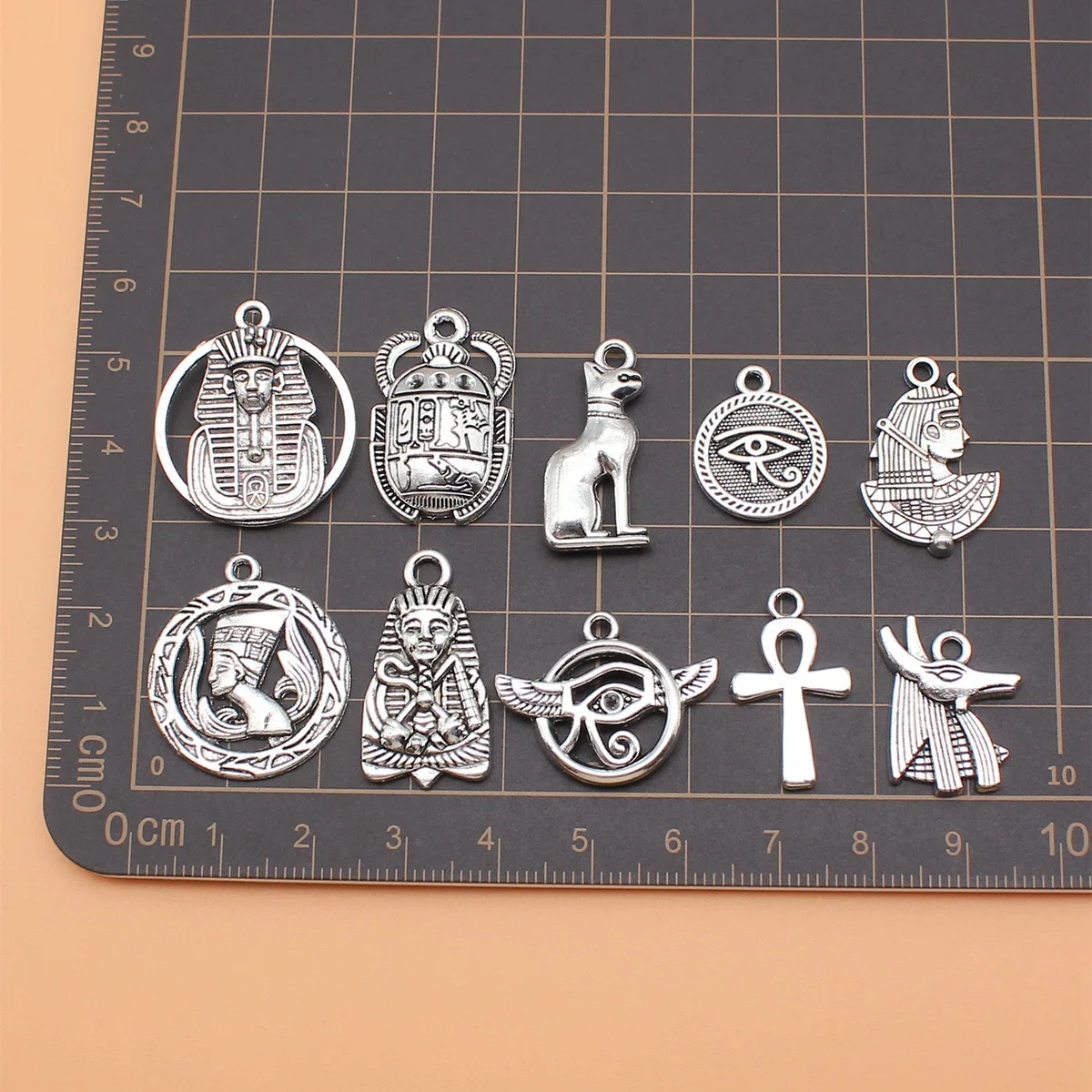 10pcs Mysterious Ancient Egypt Series Charms Collection For DIY Jewelry Making, 10 Styles, 1 of Each