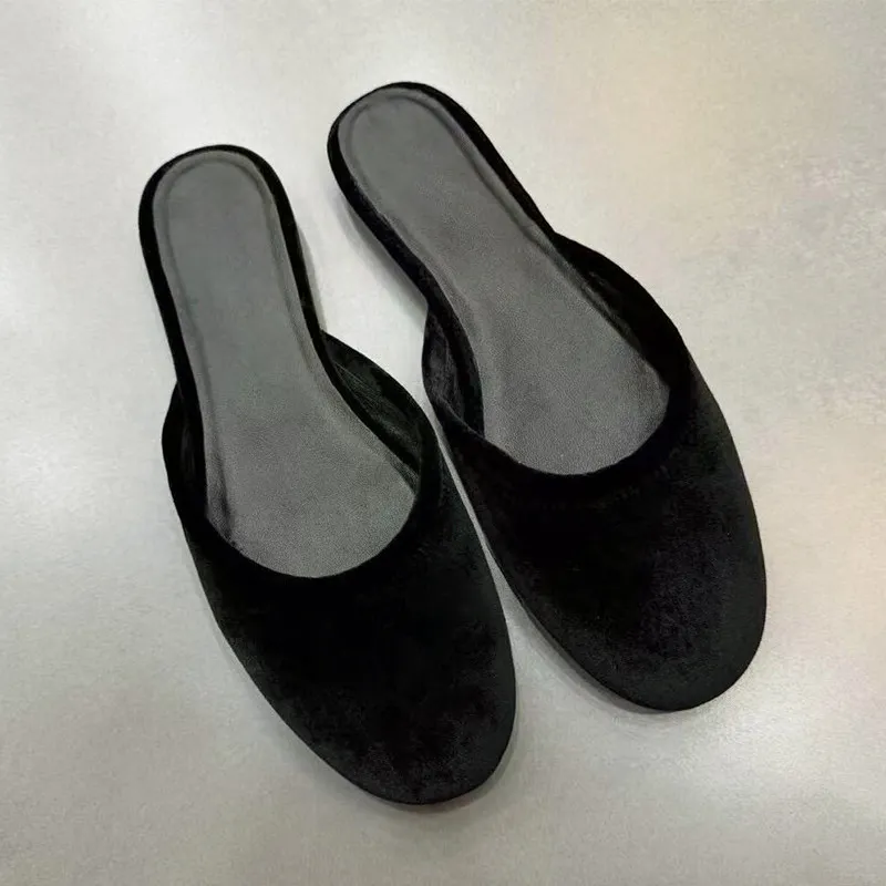 

Женские замшевые мюли с закрытым круглым носком, мягкие мокасины, повседневная удобная обувь без каблука