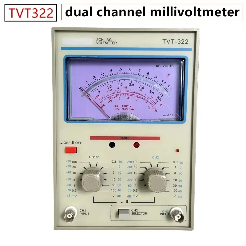 TVT-322 Dual Channel Milivoltmeter Double Needle Millivoltmeter New Design High Quality Pointer Voltage Measuring Instruments