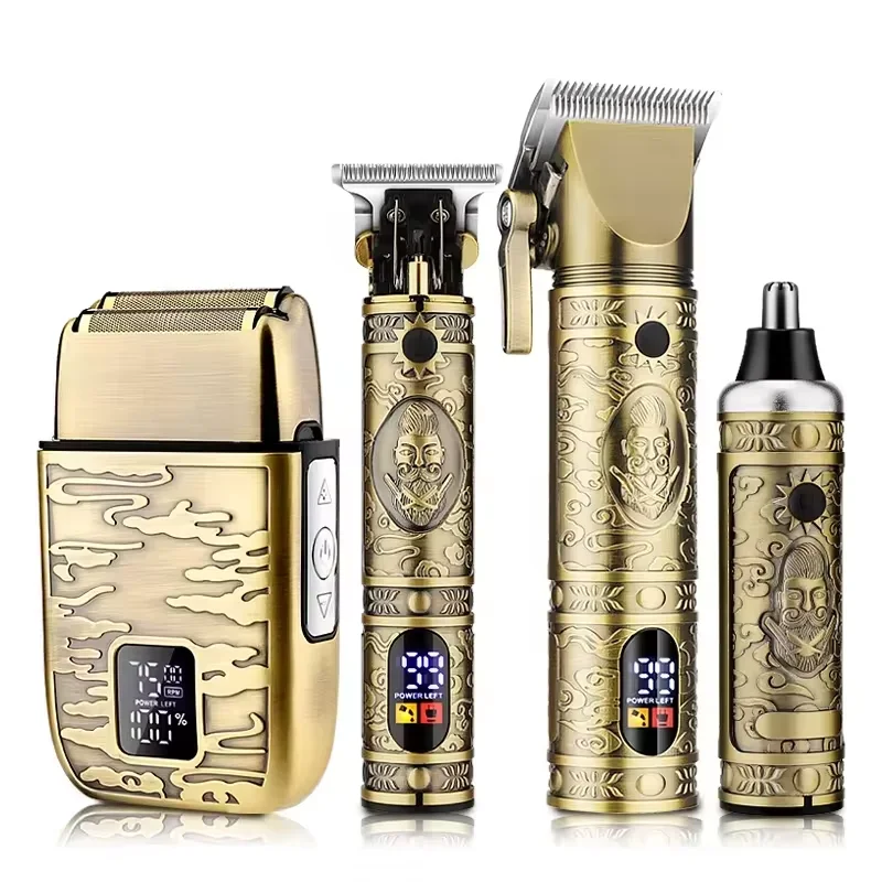 Men's 4 in 1 Hair Salon Home Barber Set Professional Electric Push Clippers Reciprocating Razor Electric