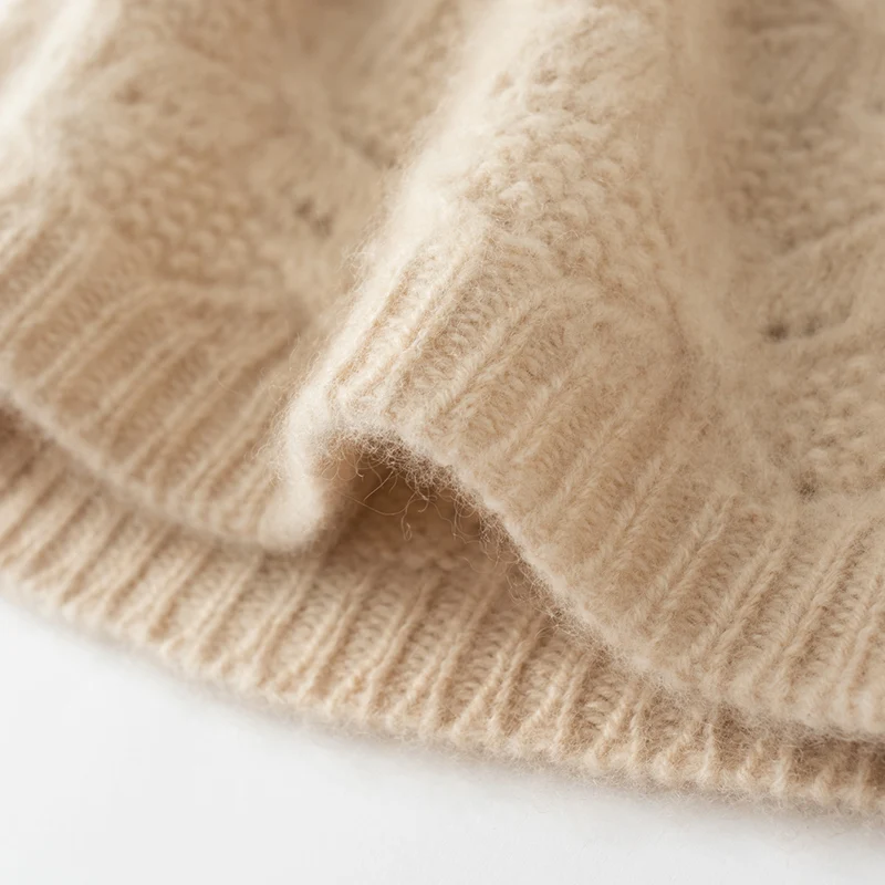 2022 New Arrival Autumn Winter Women Hats 100% Cashmere And Wool Knitted Headgears Soft Thick Warm Fashion Girl Cap Hot Sale