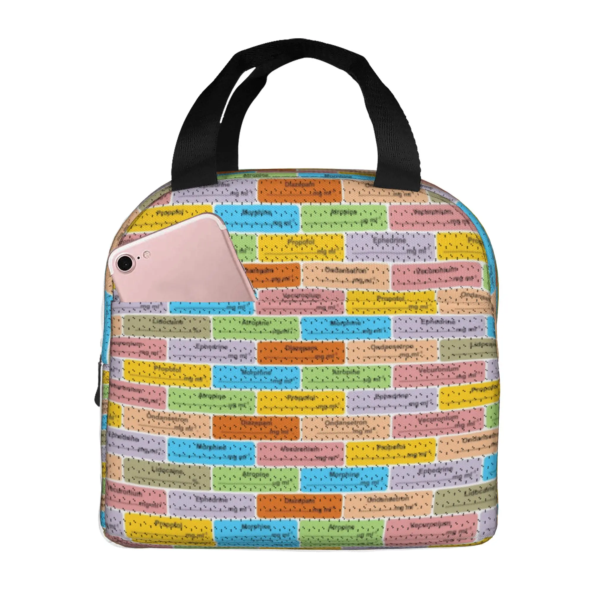 Medical Nurse Anesthesia Medication Labels Insulated Lunch Bag for Camping Travel  Leakproof Thermal Cooler Bento Box Women Men