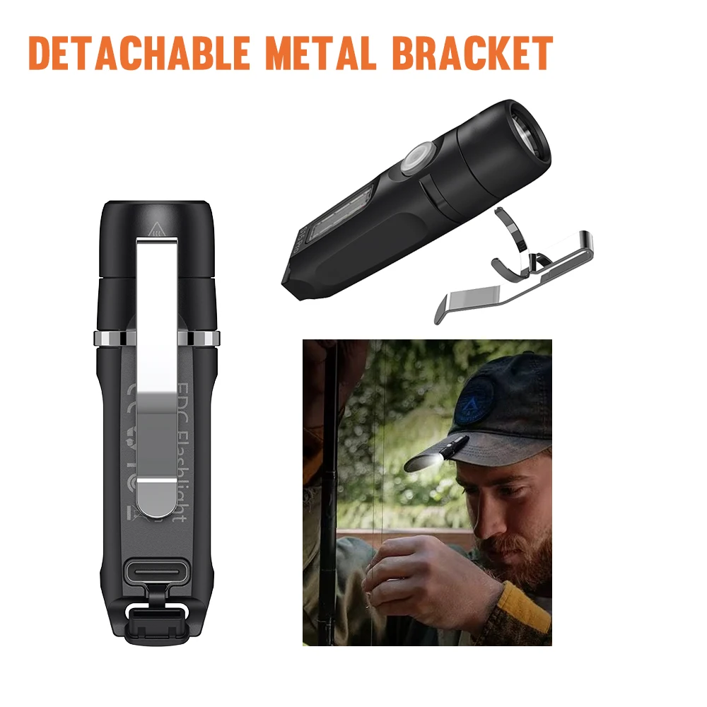 Linterna llavero S15Pro de alto lúmenes, linterna de bolsillo EDC de 750 lúmenes con Clip, minilinterna recargable USB C con imán