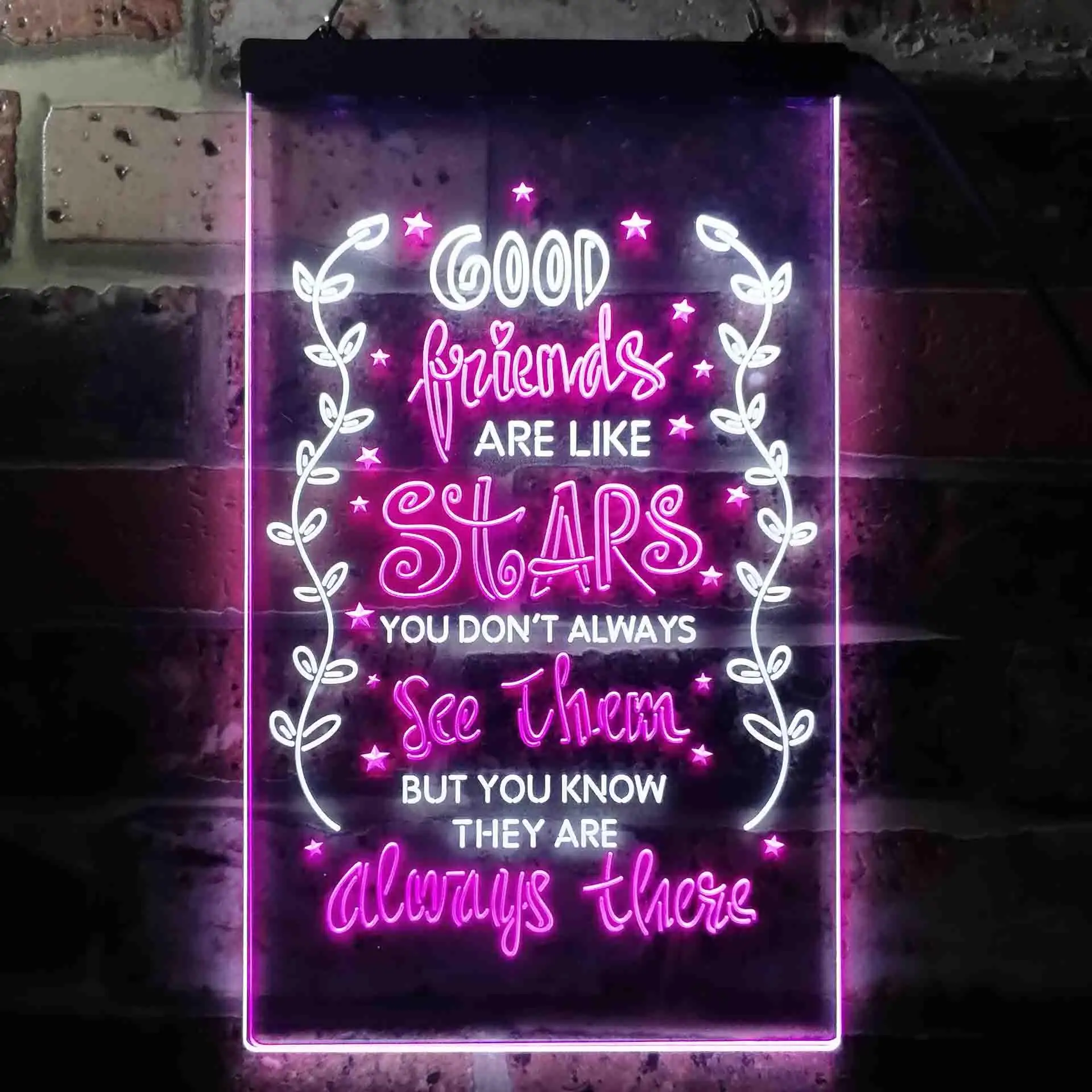 Good Friends Like Stars Always There Room Dual Color Led Neon Sign st6-i3418