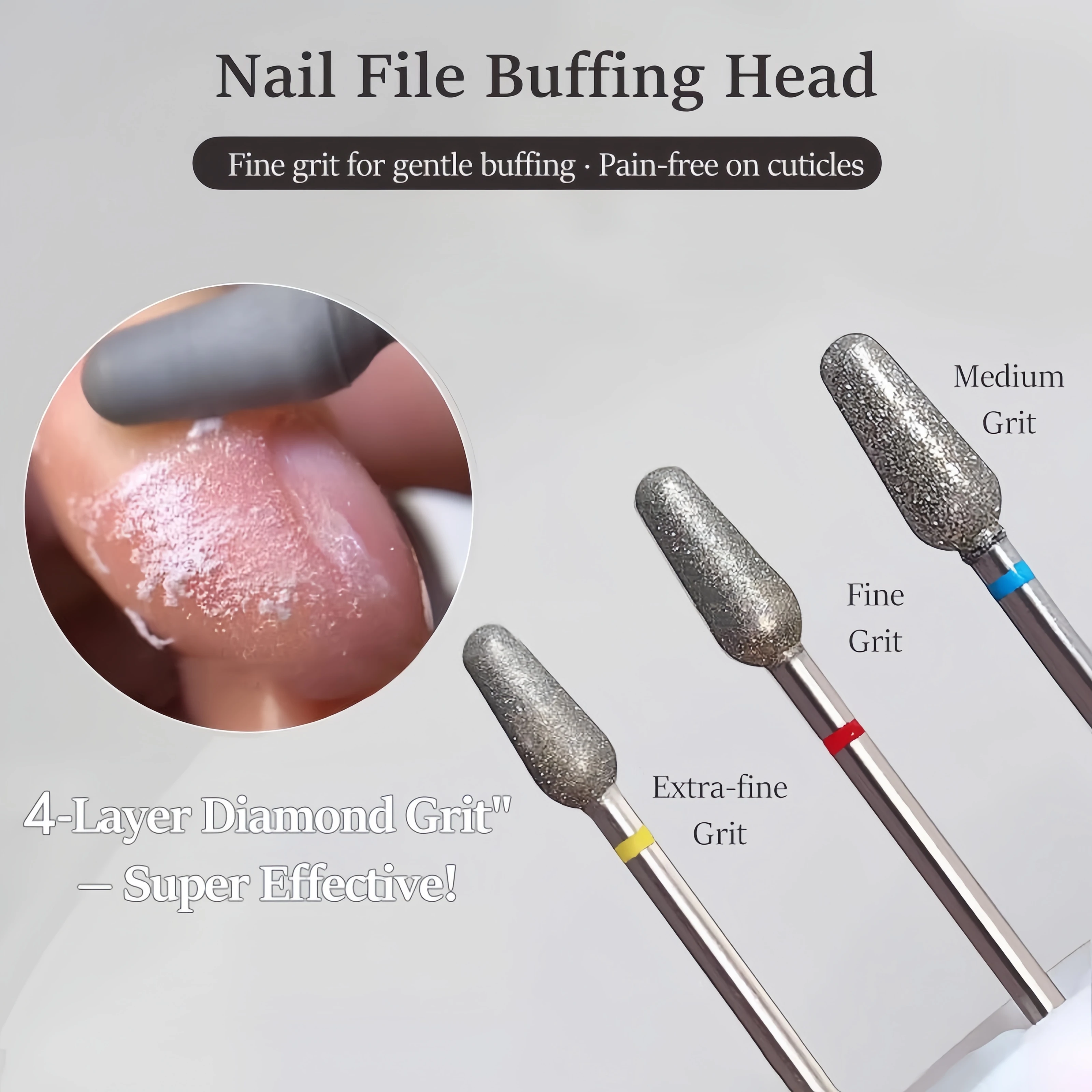 معالجة مسبقة من الماس الروسي لفن الأظافر، وإزالة الجلد الميت، ورأس الفول السوداني، وأداة طحن فن الأظافر