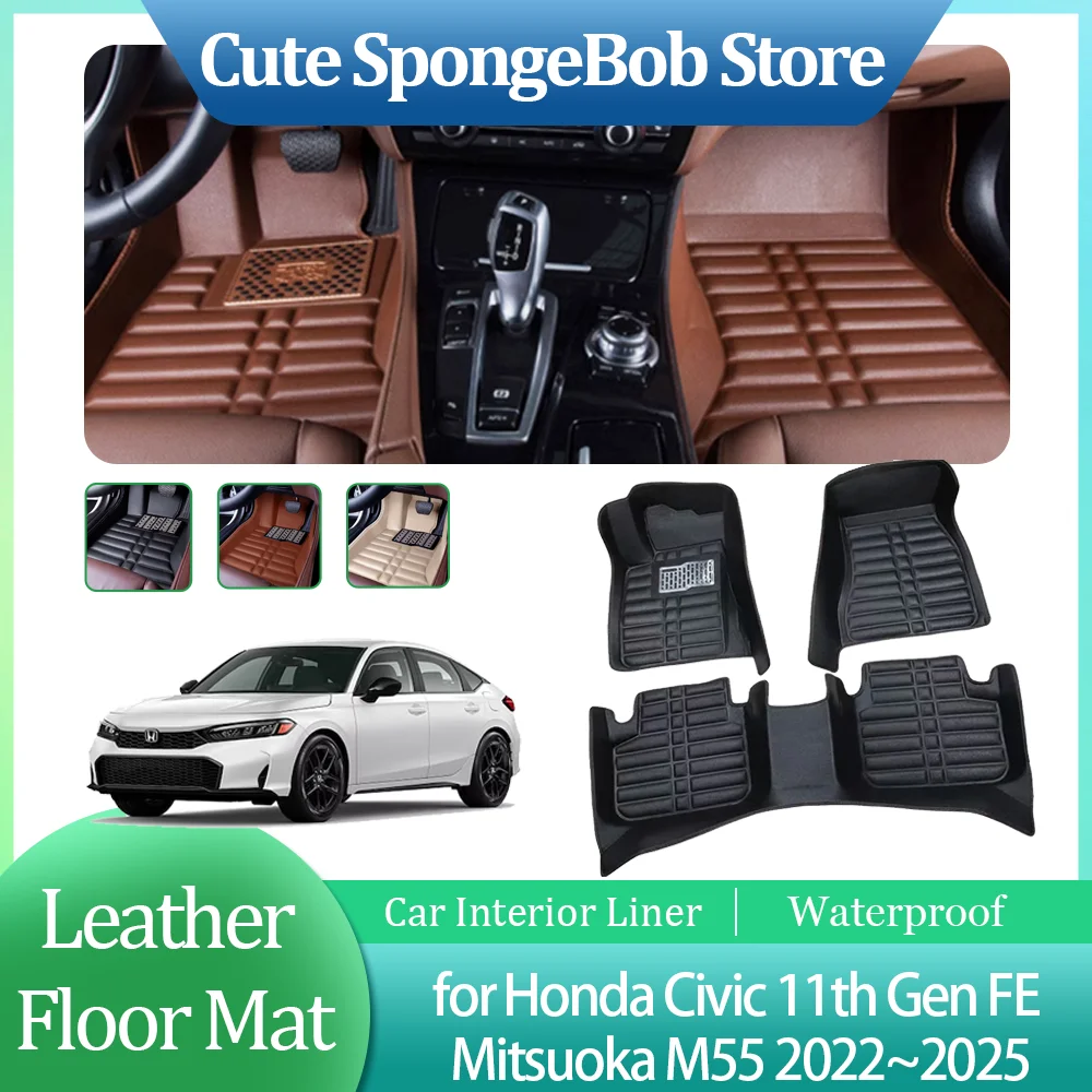 

Кожаный коврик для пола Honda Civic 11-го поколения FE Mitsuoka M55 2022~2025, водонепроницаемый, на заказ, для салона, аксессуар