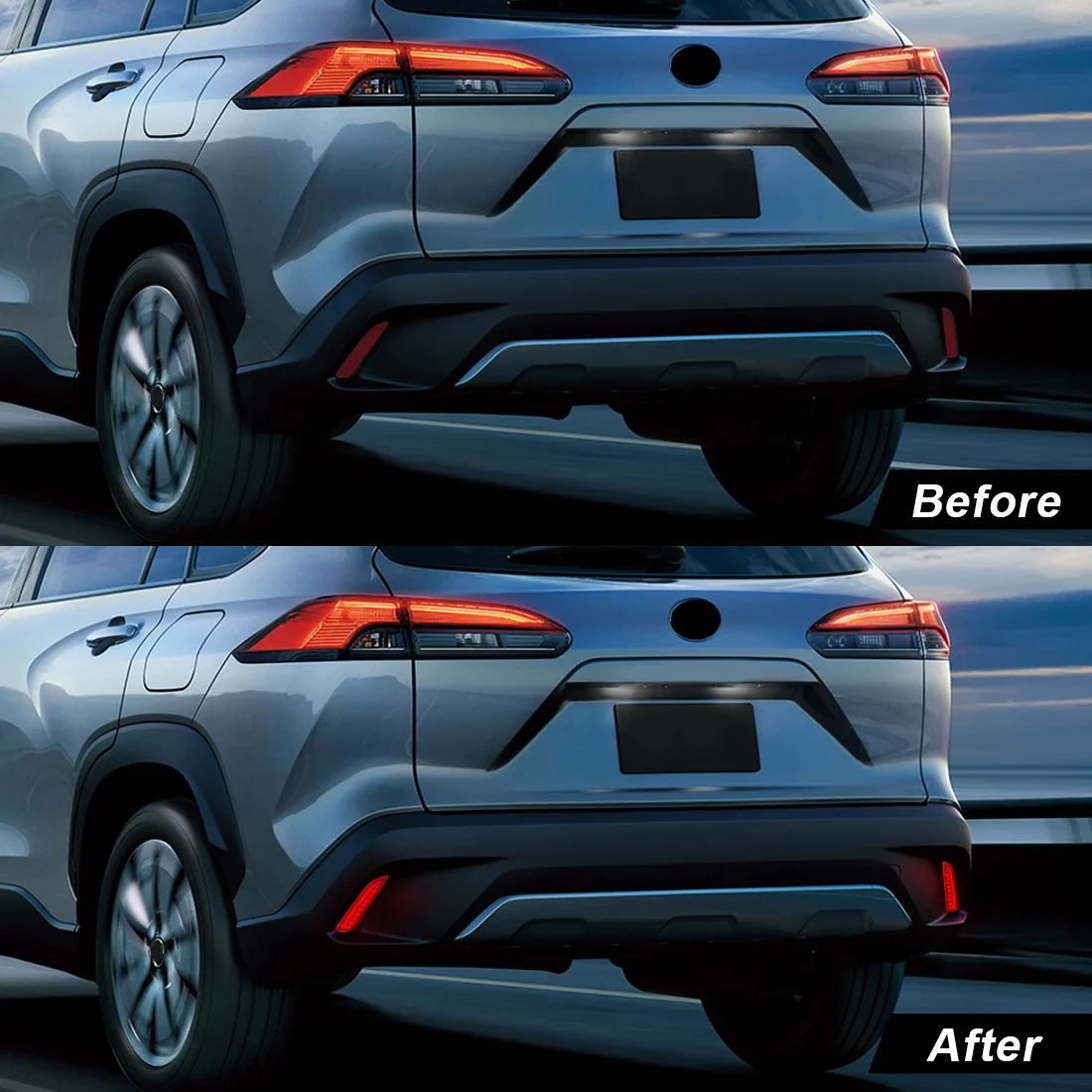 For Toyota Corolla Cross 2020 2021 LED Rear Bumper Reflector Light Car Strop Brake Warning Start-up Dynamic Turn Signal Lamp 12V