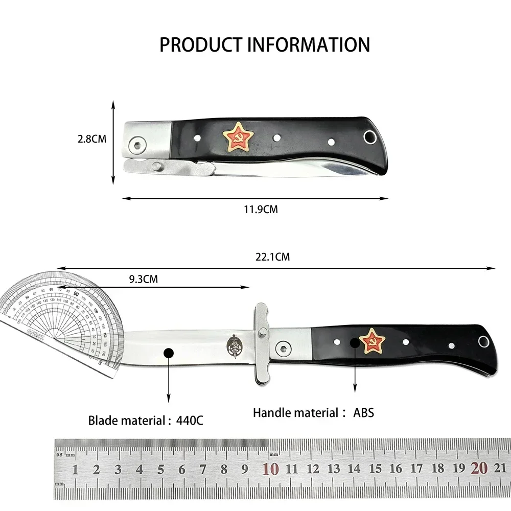 Finka NKVD KGB Folding Knife 440C Blade ABS Handle Outdoor Knives Multi Purpose Camping Survival Tatical Pocket Tool EDC