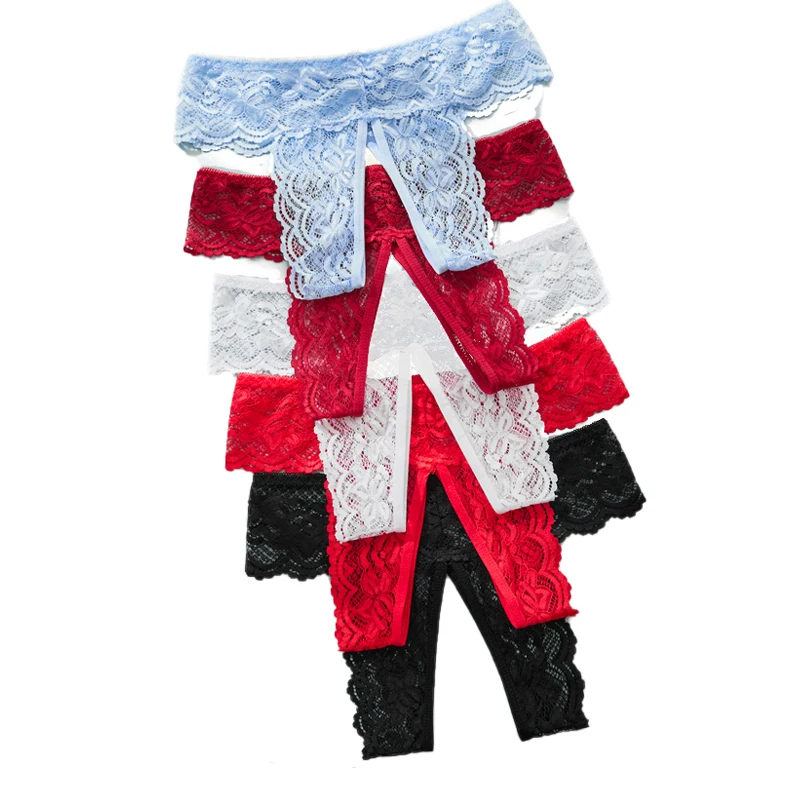 1PC Solid Color Lace Women'S Underwear Sexy Temptation Open Crotch Panties Summer Quality Ladies Kecks