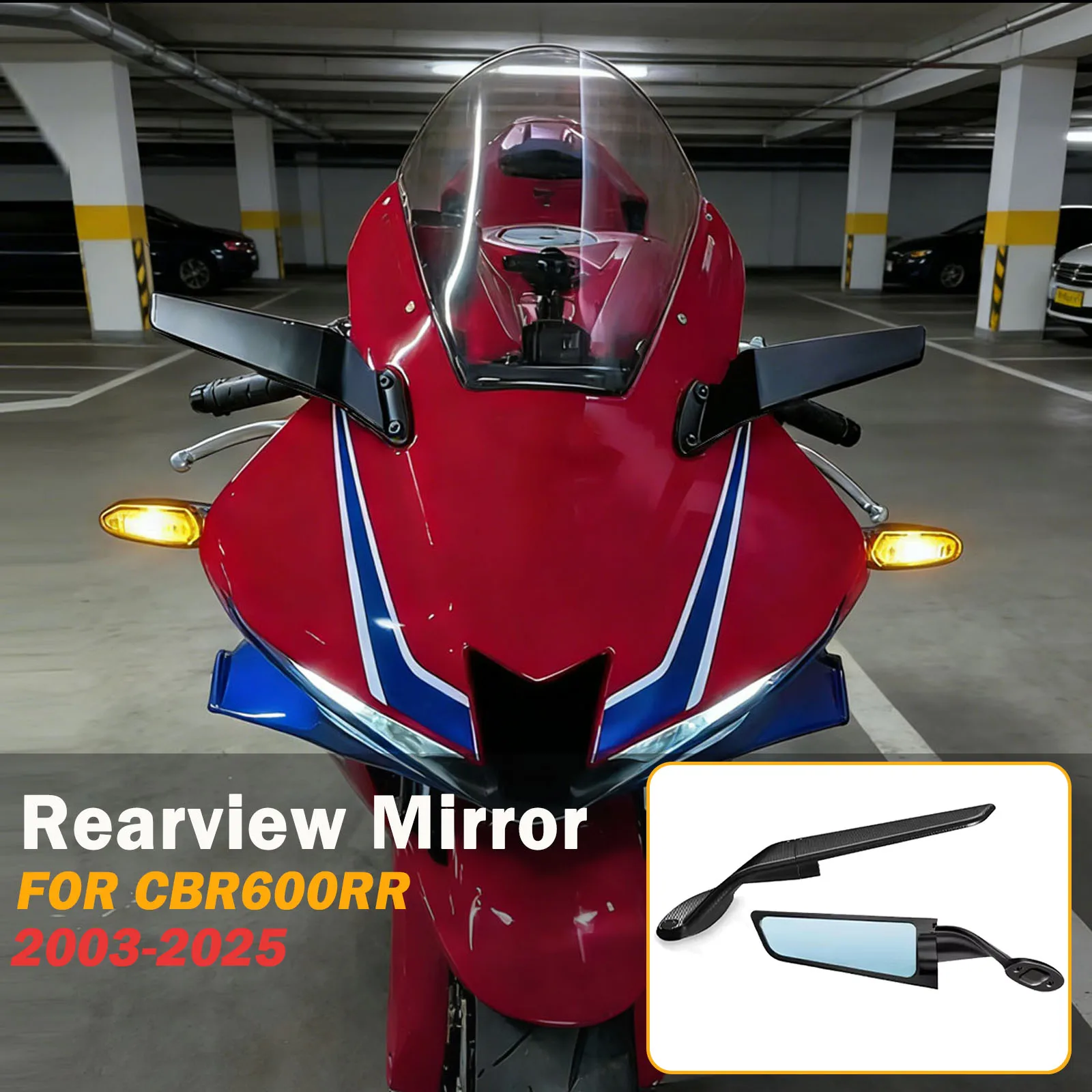 Rétroviseur de moto réglable et discret avec aileron fixe pour Honda CBR600RR CBR 600 RR CBR600 RR 2003-2025 2024