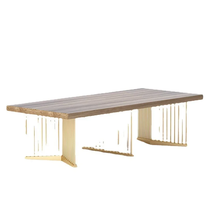 Modern simple meeting room large solid wood desk office building business negotiation staff training table and chair combination