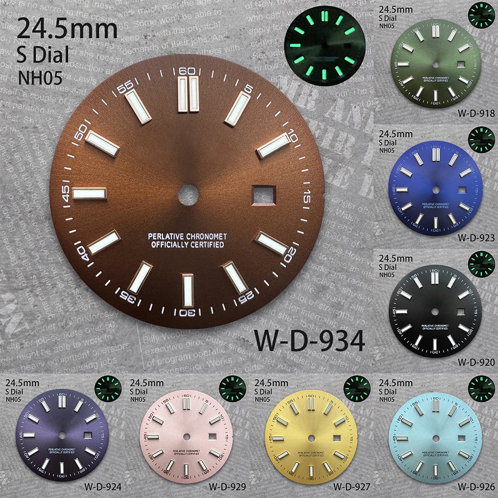 

24.5 mm S Logo Dial Suitable For NH05 Japan Movement Green Luminous Sunburst Ladies High Quality Watch Modification Accessories