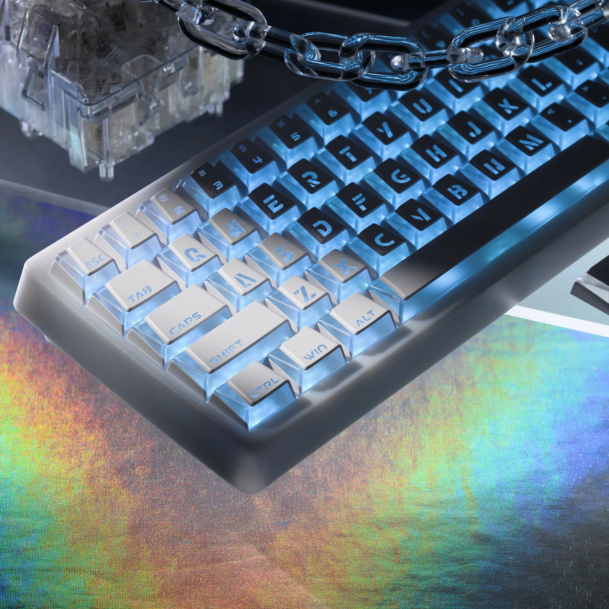 XVX Prism Keycap Cherry Profile Transparent Top Print Legends Large Character ABS PC Double Shot Mechanical Keycaps 100 Keys