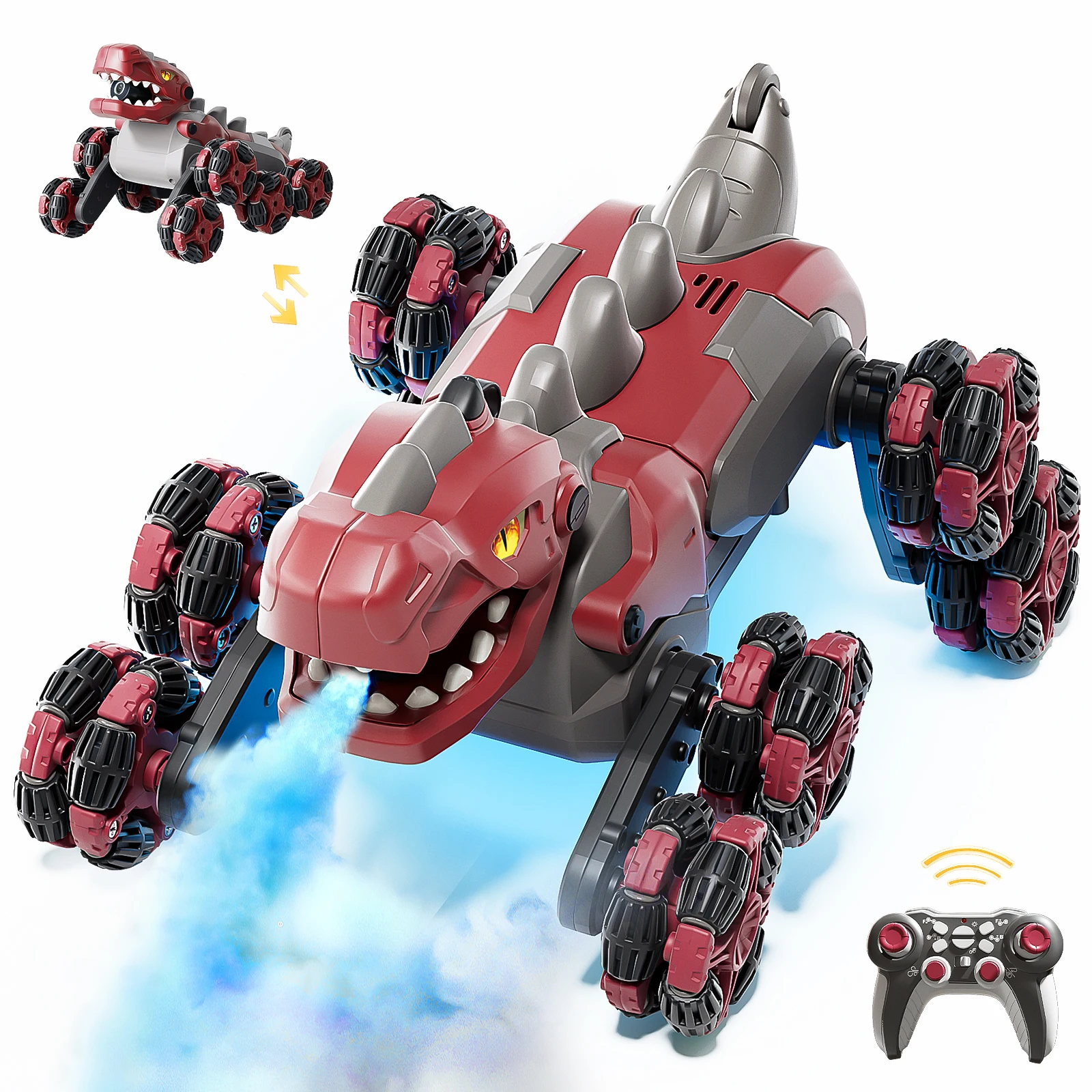2.4GHZ remote control spray mechanical dinosaur remote control car toy