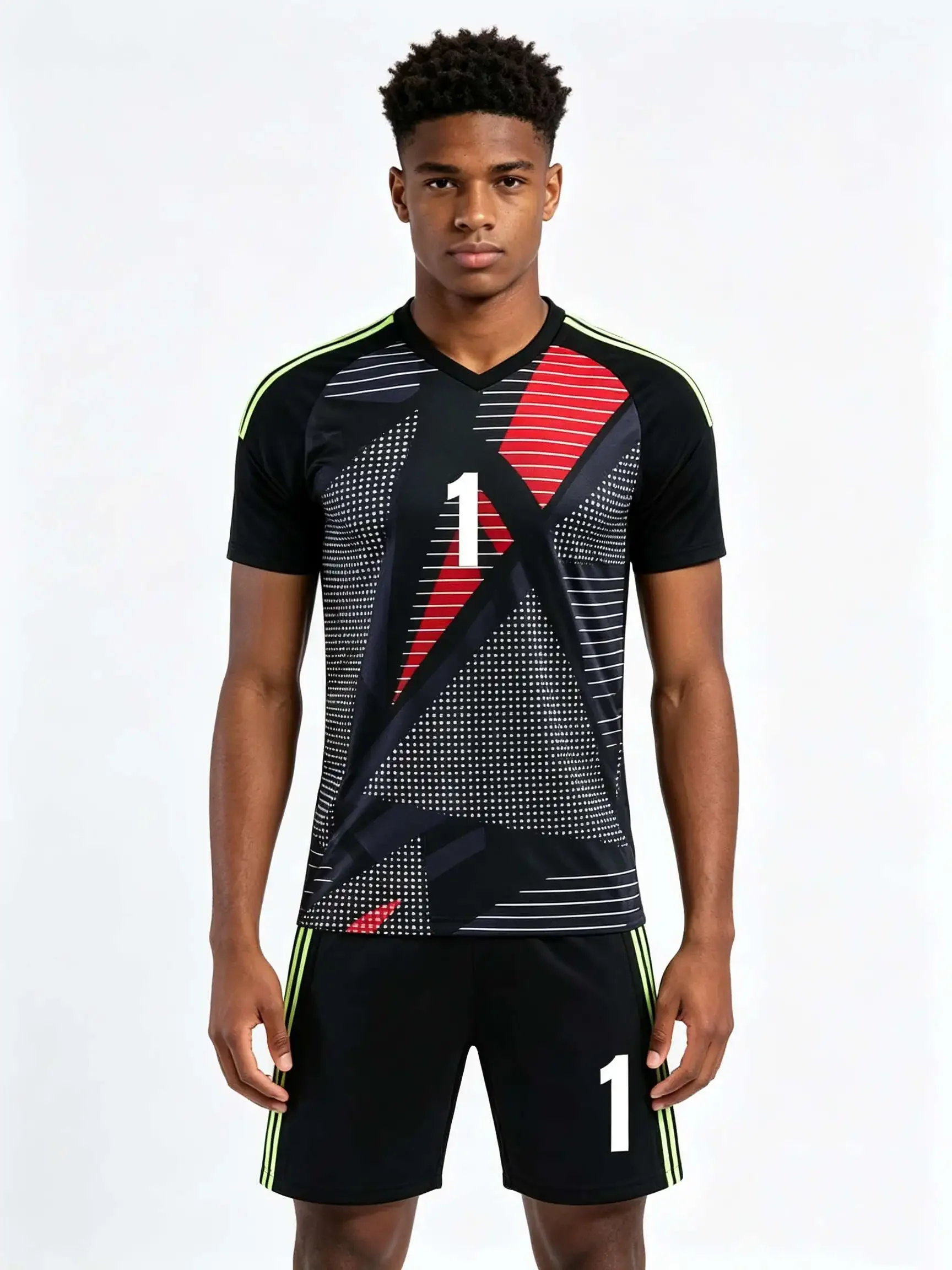 26/27 Unisex Blank Soccer 2‑Piece Set, Kids Adults Parent‑Child Kit, Custom Goalkeeper No. 1 for School Outdoor Team Sports