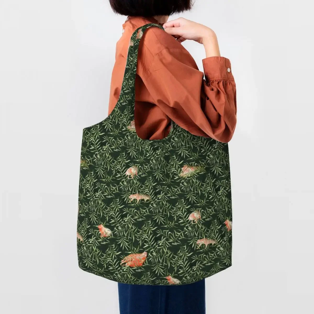 

Capybaras Pattern Groceries Shopping Bag Kawaii Printing Canvas Shopper Tote Shoulder Bag Big Capacity Portable Handbag